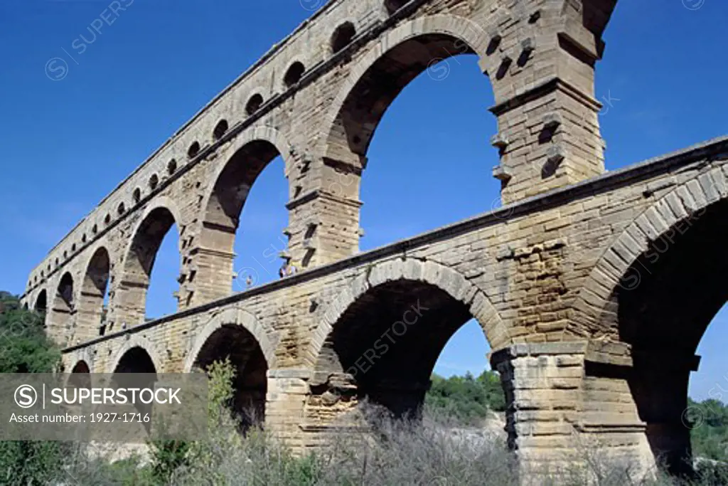 Pont du Gard Aqueduct  built by the Romans near Nimes  France