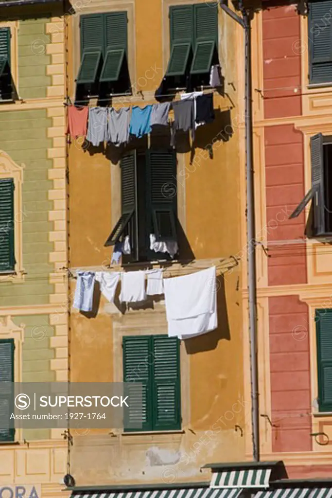 Laundry hanging out to dry Portofino  Italy