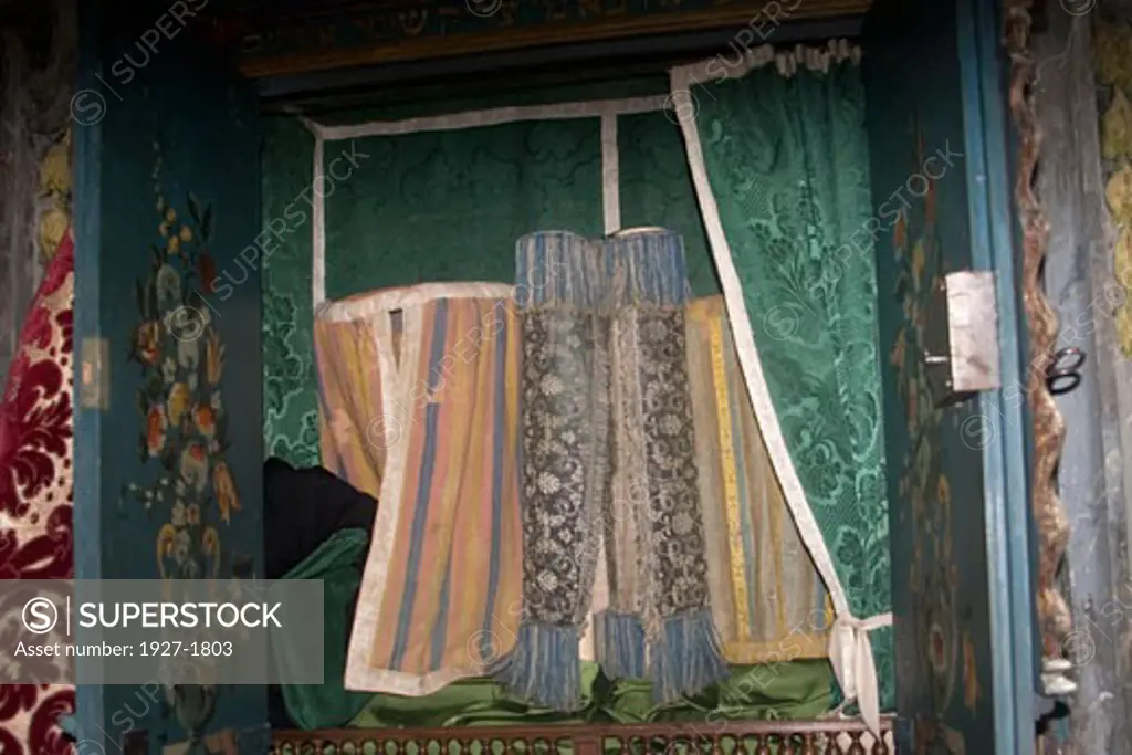 Torahs in the Holy Ark with Ashkenazi style cloth covers Synagogue from 18th century Cherasco  Italy