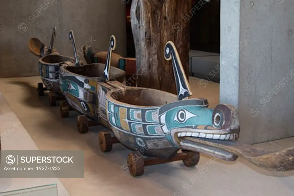 Giant meal bowls from Haida tribe Museum of Anthropology  Vancouver  Canada