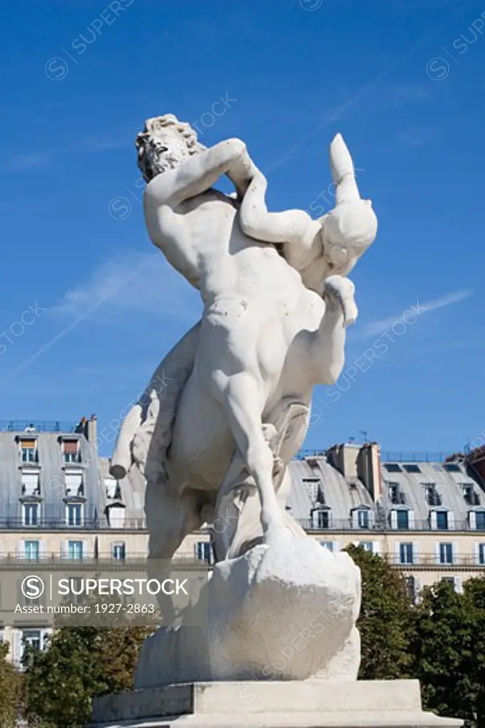Copies of statues from antiquity line the walks of the Tuileries Gardens Paris France