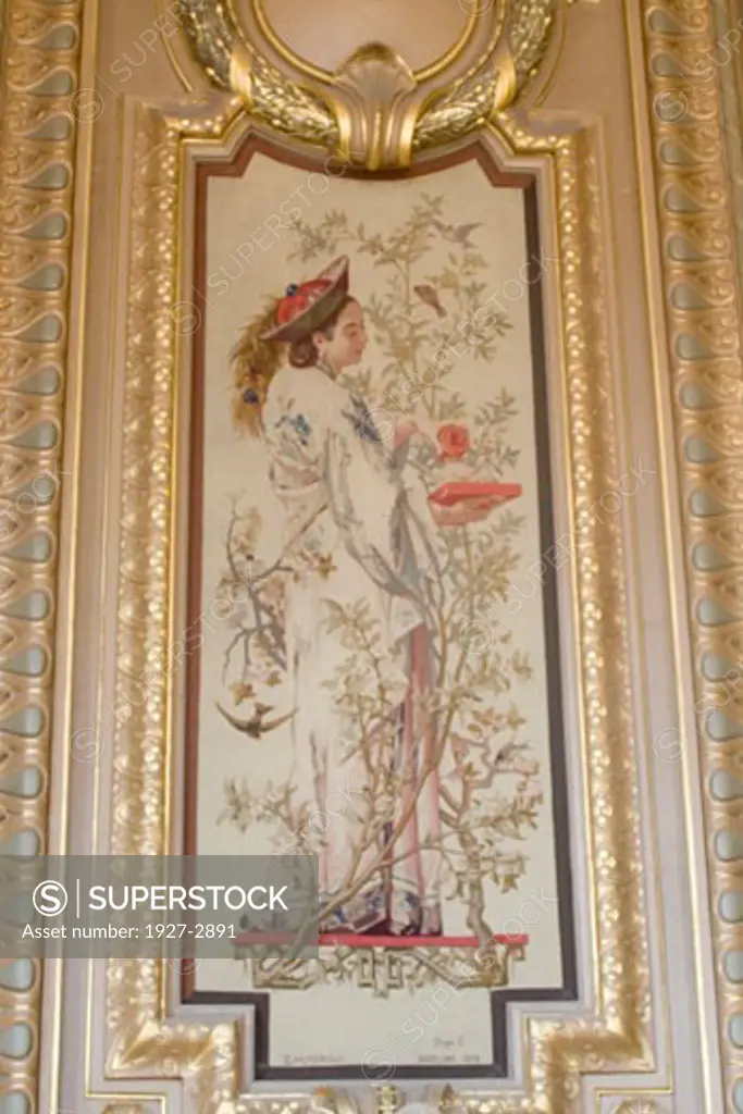 Gobelin tapestry on the wall of Salon du Glacier in the Paris Opera House Paris France