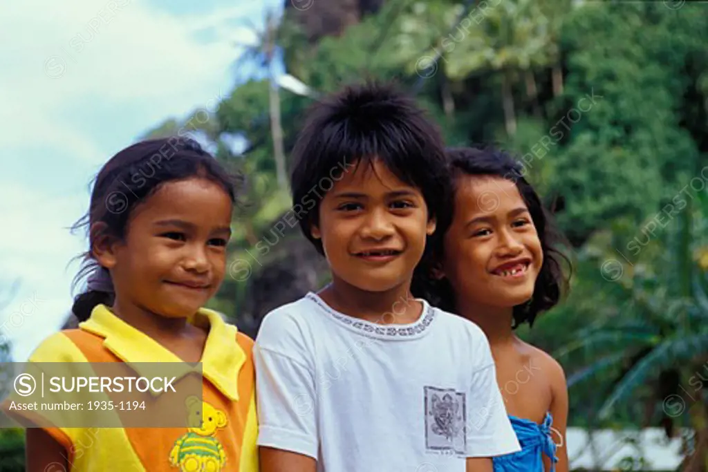 Marquesan children Fatu Hiva Marquesas Islands Pacific Ocean