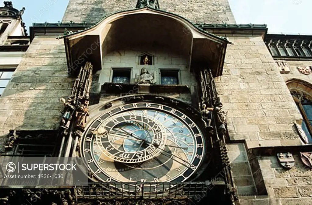 Astronomical clock also known as Prague Orloj on town hall tower Staromestska Radnice Prague Czech Republic