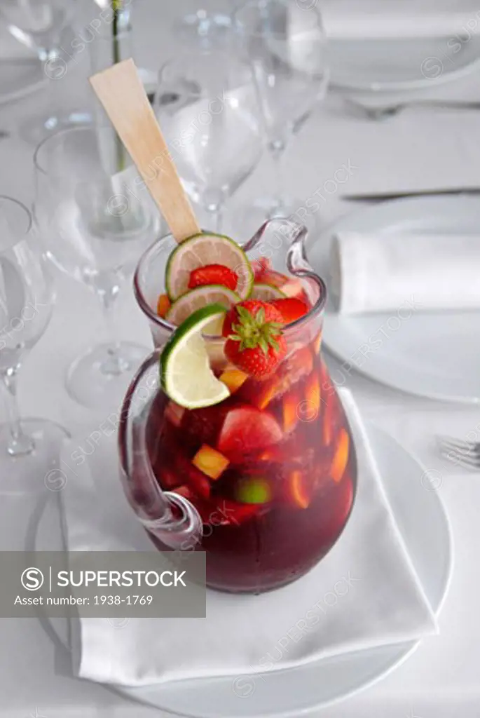 Typical spanish drink Sangria made of wine fruit brandy or other liquour