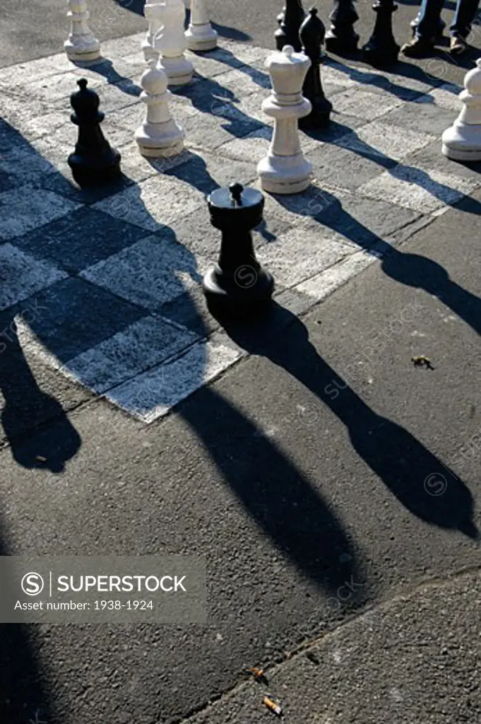 Giant Chess game  in Parc des Bastions  Geneva  Switzerland