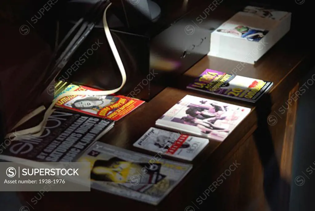 Club party flyers on a table  Ibiza
