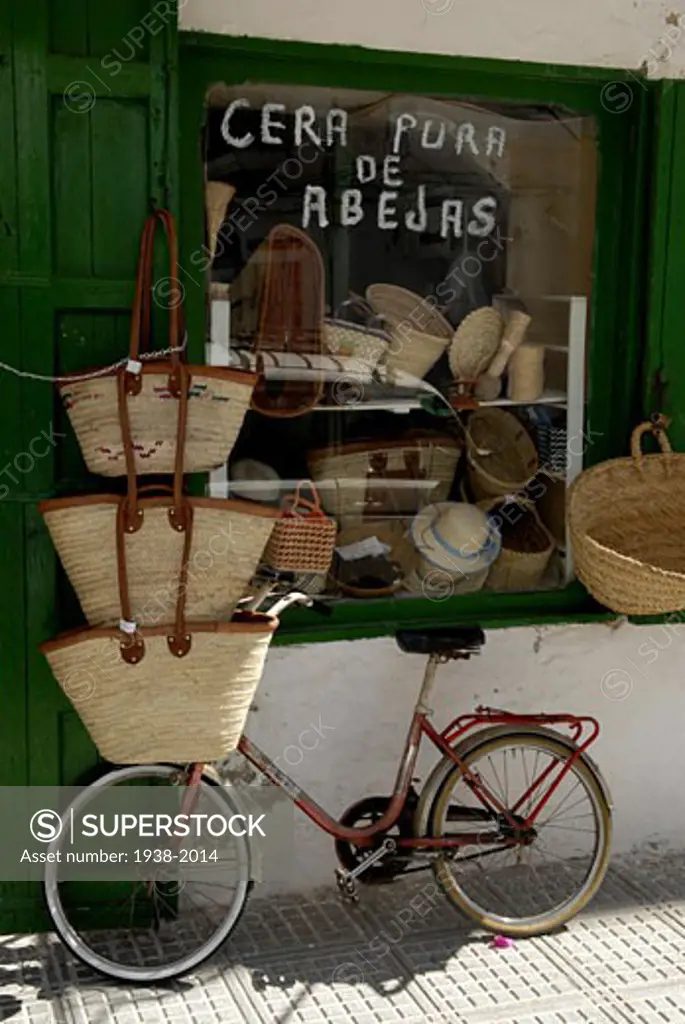 Traditional ibizan shop that sells bags and natural bee wax