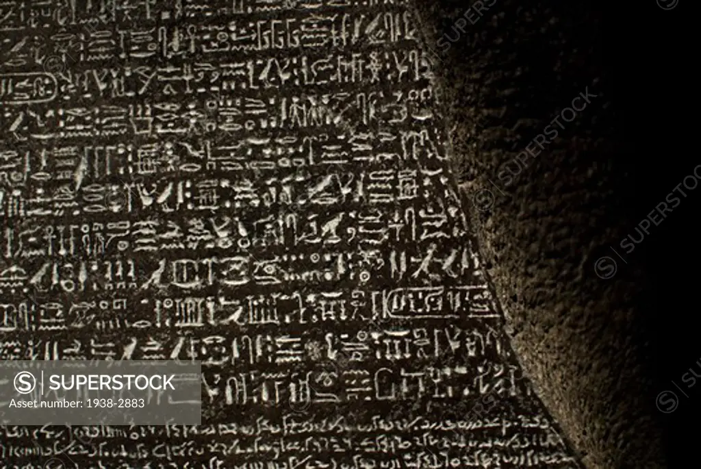 Replica of Rosetta Stone. original was found in el-Rashid, Rosetta, Egypt. Ptolemaic period, 196 B.C.