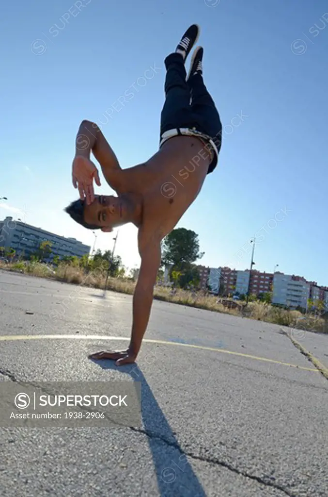 Breakdancer performing on street