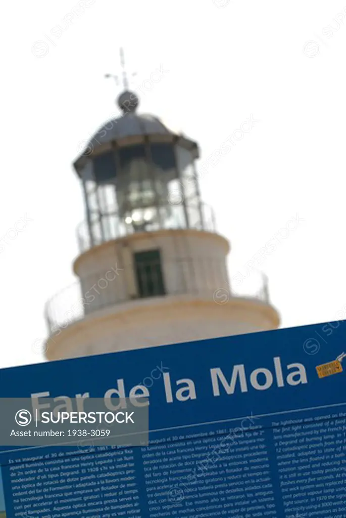 Low angle view of a lighthouse, La Mola Lighthouse, La Mola, Formentera Island, Balearic Islands, Spain