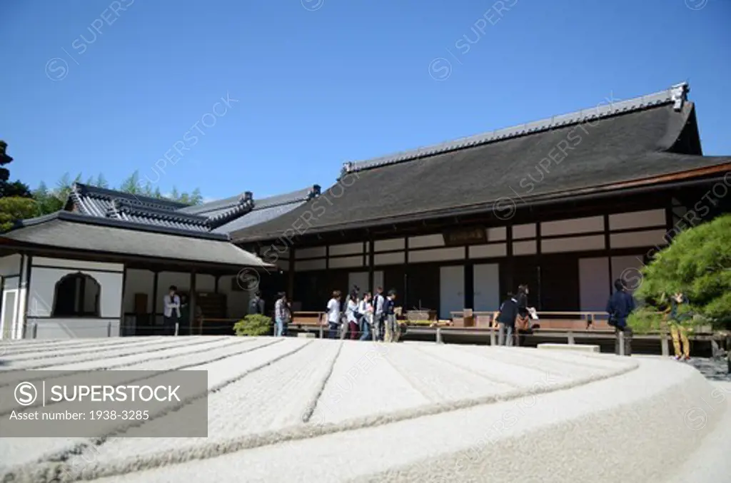 Inner courtyard garden with raked sand, Zen Rock Garden, Ginkaku-ji, Kyoto Prefecture, Honshu, Japan