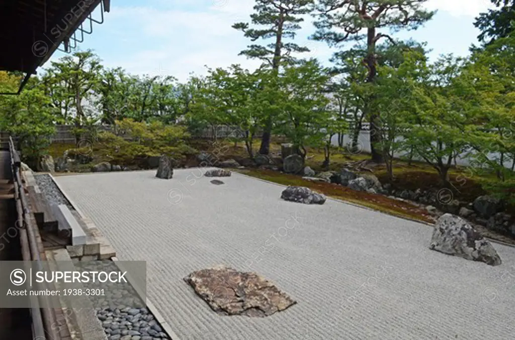 Stone garden, Shokoku-ji Temple, Kyoto Prefecture, Honshu, Japan