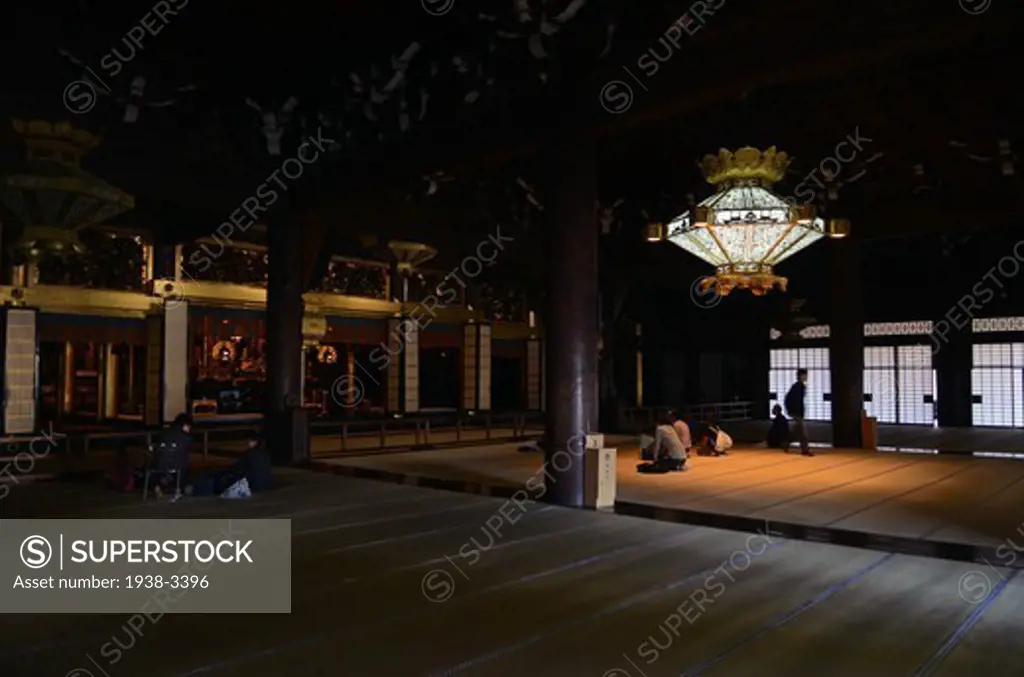 Interiors of the temple, Nishi Honganji Temple, Kyoto City, Honshu, Japan