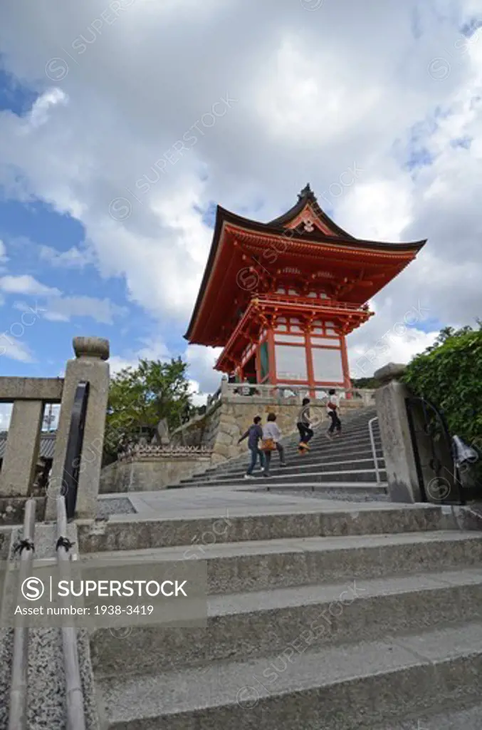 Tourists at Kiyomizu-Dera Temple, Kyoto Prefecture, Honshu, Japan