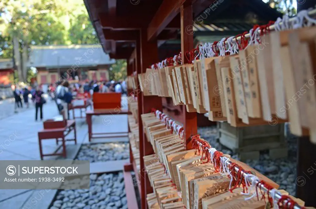 Ema wood prayers at Shrine, Nikko Tosho-gu, Nikko, Tochigi Prefecture, Kanto Region, Honshu, Japan