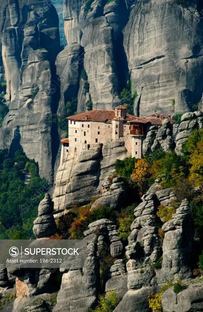 Greece, Thessalia, Meteora, Monastery on top of rock