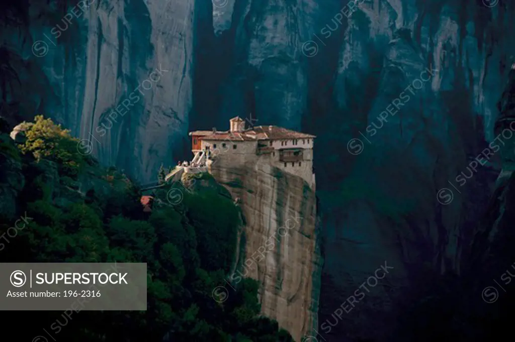 Greece, Thessalia, Meteora, Monastery on top of rock