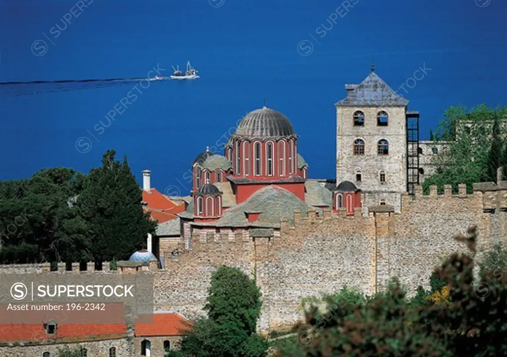 Greece, Macedonia, Aghio Oros, Monastery by sea