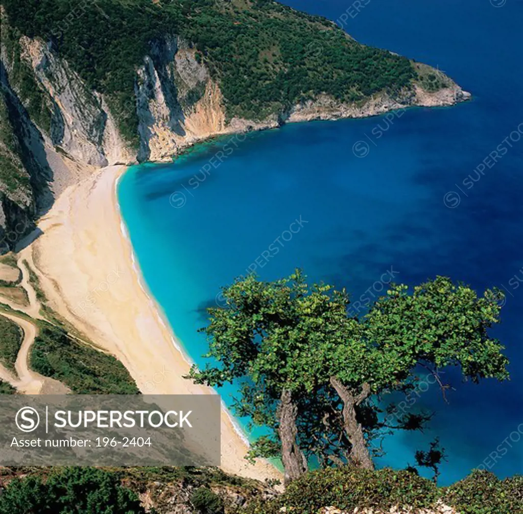 Greece, Ionian Sea, Kefalonia Island, Myrtos Beach, Sea coast