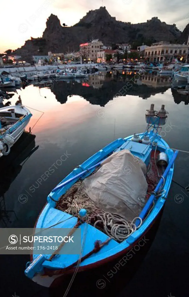 Greece, Aegean Sea, Limnos, Boats in harbor