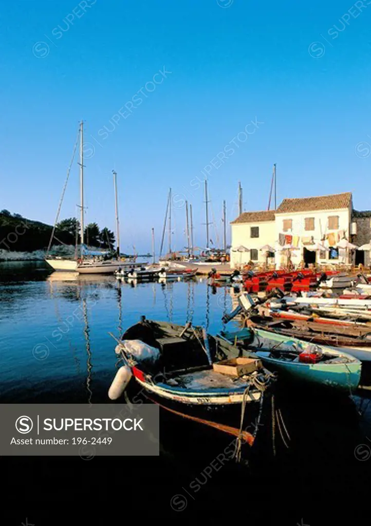 Greece, Ionian Sea, Paxi Island, Boats in harbor