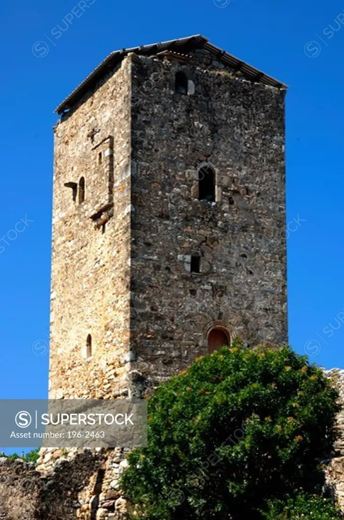Greece, Peloponissos, Mani, Kardamili, Old stone tower