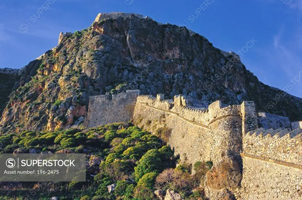 Greece, Peloponissos, Monemvasia, Castle walls