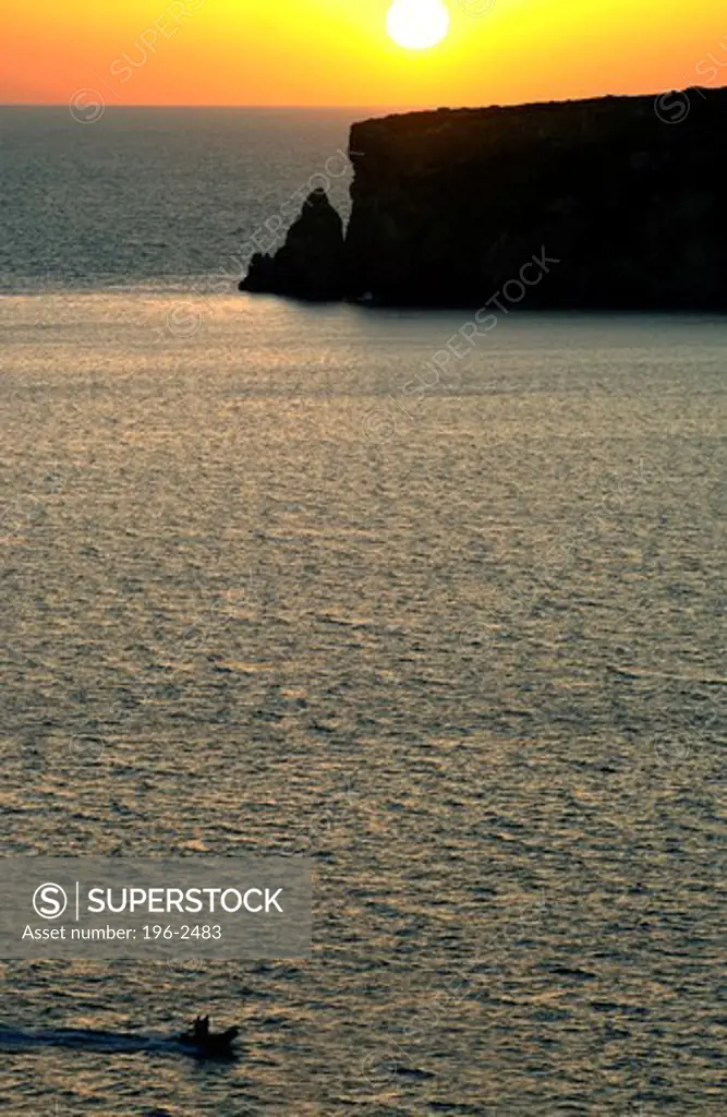 Greece, Peloponissos, Pylos, Seascape at sunset