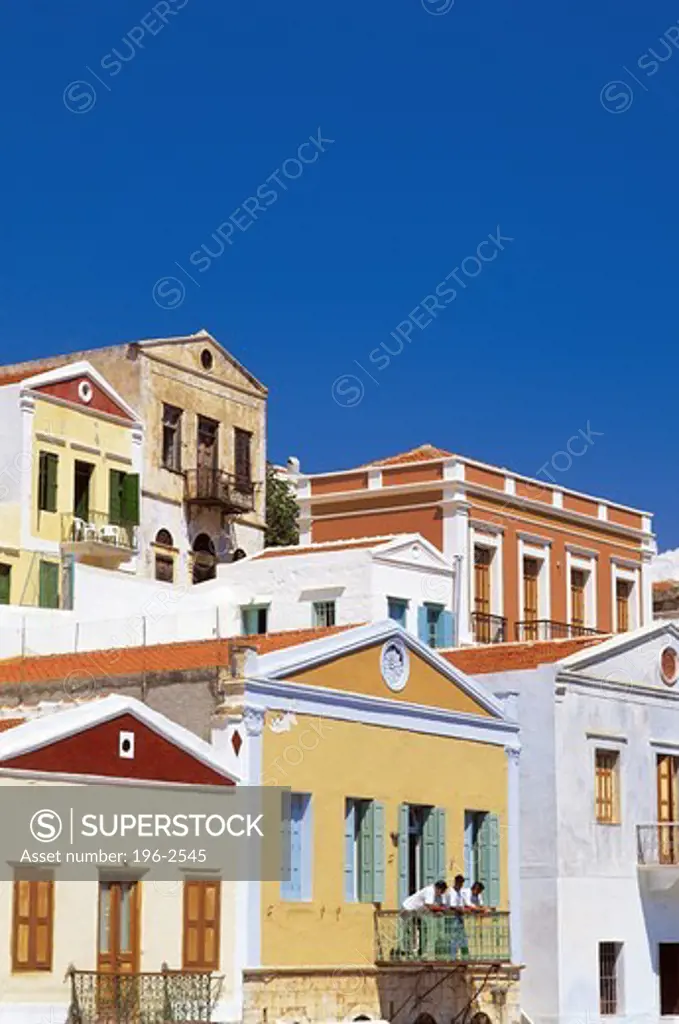 Greece, Dodecanese, Simi, Colorful houses
