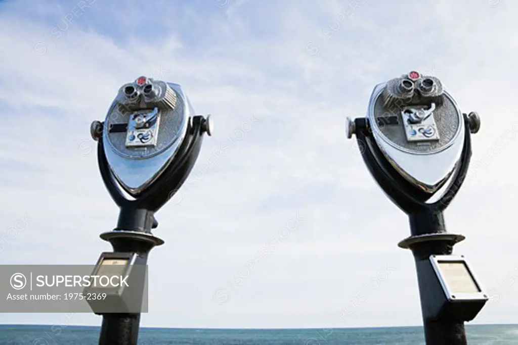 Two coin-operated binoculars at the observation point, Cape Cod, Massachusetts, USA