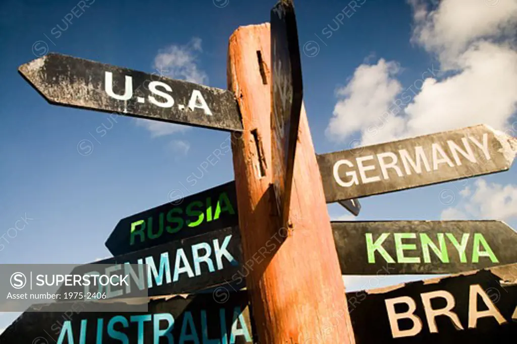 Close-up of directional signs
