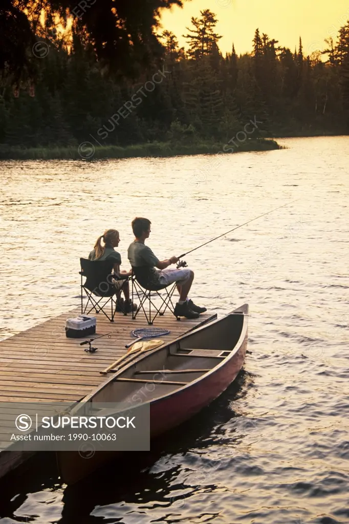 Fishing, Lyons Lake, Whiteshell Provincial Park, Manitoba, Canada.