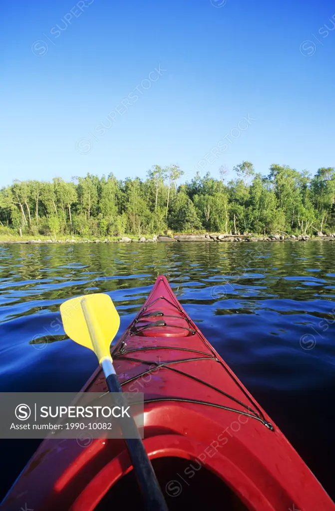 Kayaking, Nutimik Lake, Whiteshell Provincial Park, Manitoba, Canada.