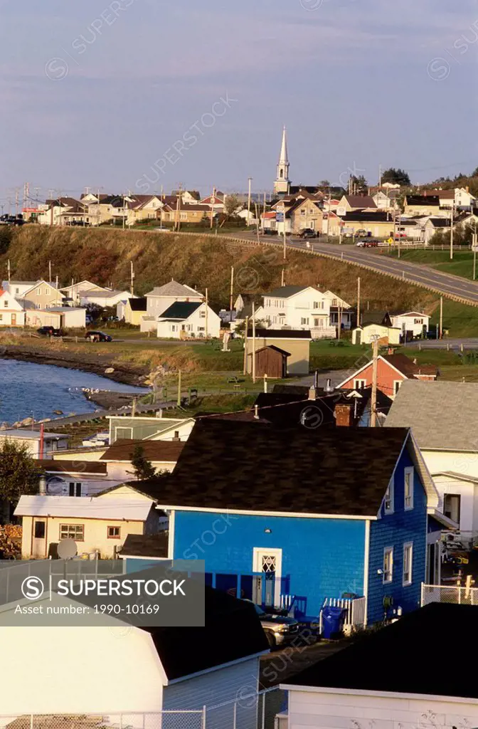 Overview of town of Sainte Anne des Monts, Gaspe Peninsula, Quebec, Canada