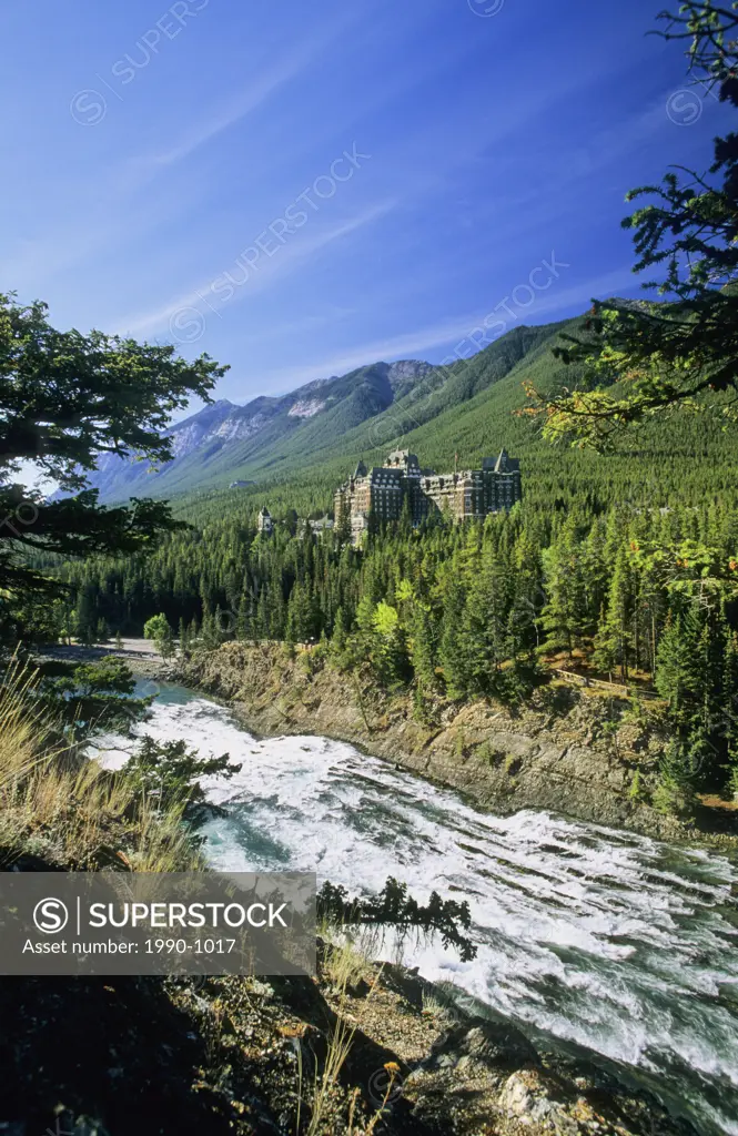 Banff Springs Hotel and the Bow River, Banff National Park, Alberta, Canada