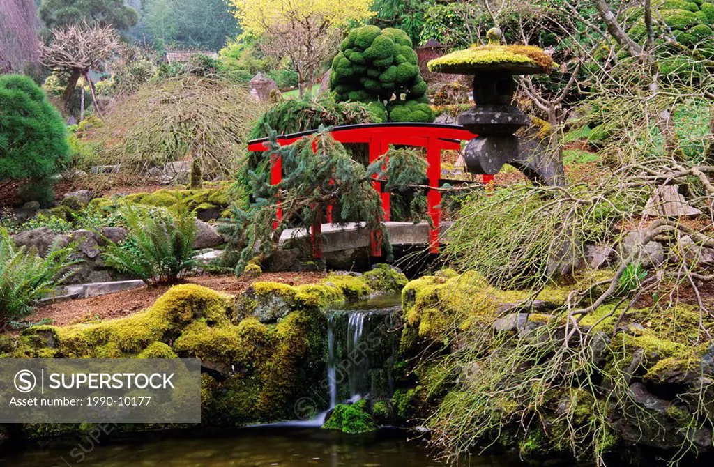 Japanese Garden in Spring, Butchart Gardens, Victoria, British Columbia, Canada.