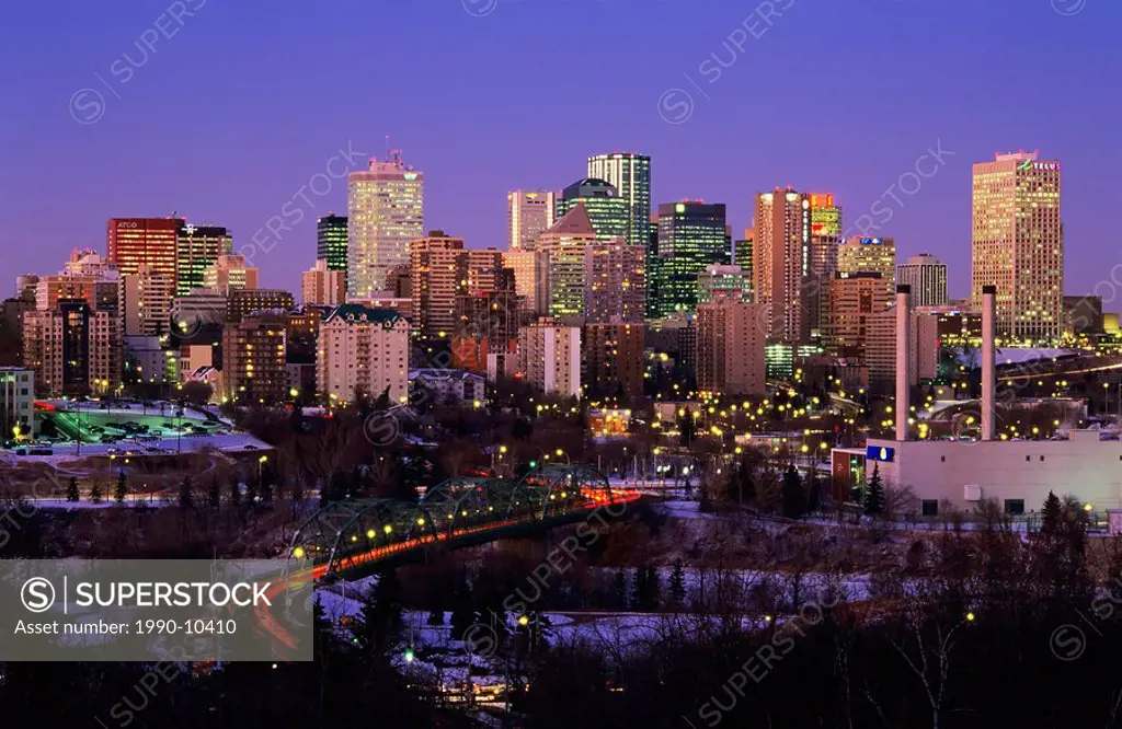 Edmonton Skyline at Dusk, Edmonton, Alberta, Canada