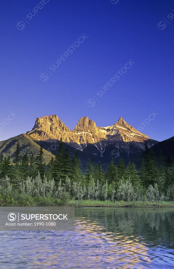 Three Sisters Mountains at sunset, Canmore, Alberta, Canada