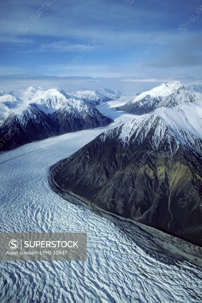 A glacier in the St. Elias Mountains, Kluane National Park, Yukon, Arctic Canada