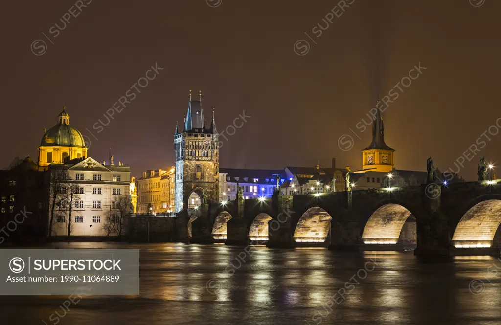 Prague, Czech Republic, Charles Bridge, night photography, Prague at night, Vltava River,