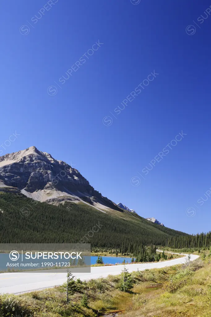 Mount Jimmy Simpson and the Icefields Parkway near Bow Lake, Banff National Park, Alberta, Canada