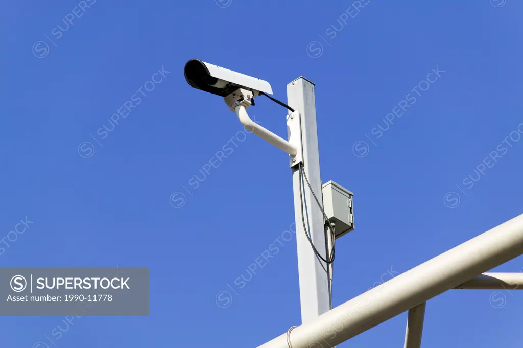 security suveillence video traffic video camera on Jacques Cartier Bridge, Montreal, Quebec, Canada