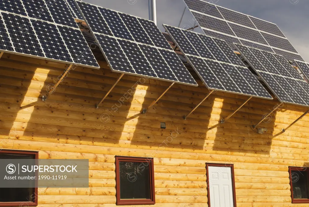 Solar panels, Aurum Lodge, near Nordegg, Alberta, Canada