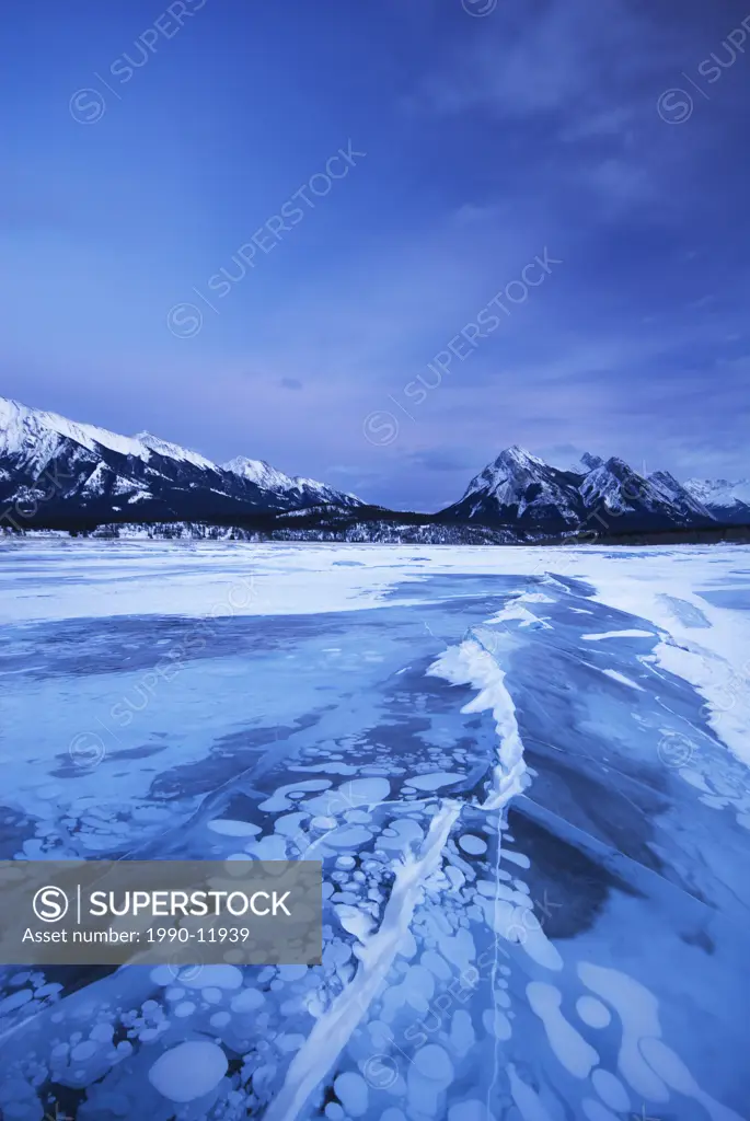 Abraham Lake, Mount William Booth and Excoelis Mountain, Kootenay Plains, Alberta, Canada