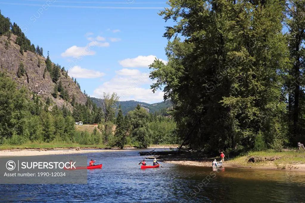 Canoeing on the Kettle River, Rock Creek, British Columbia, Canada.