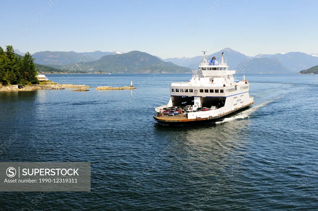 The BC Ferry, Queen of Capilano, entering Horseshoe Bay near Vancouver, BC.