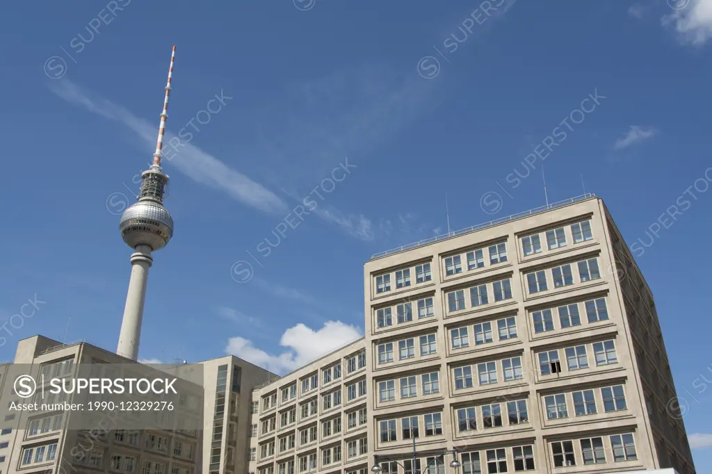 Fernsehturm or Berlin TV Tower and buildings, Berlin, Germany