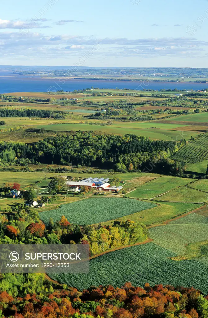 Farms and apple orchards, Blomidon lookout, Nova Scotia, Annapolis Valley, Canada, Agriculture