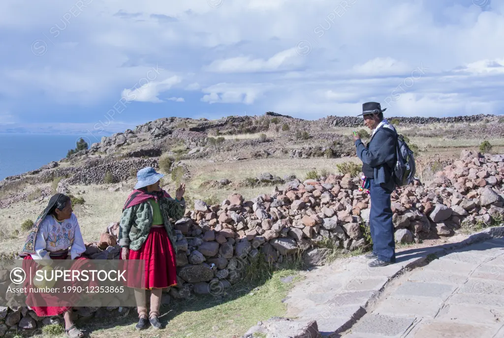 Villagers on Island of Amantani, Lake Titicaca, Peru